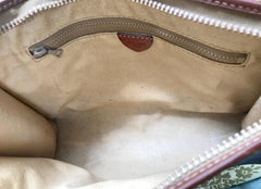 Vintage CELINE brown macadam blason pattern makeup, cosmetic purse, clutch bag with leather trimmings. Unisex use.