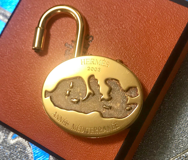 Vintage HERMES golden padlock key motif charm, Annee Mediterranee 2003 –  eNdApPi ***where you can find your favorite designer vintages..authentic,  affordable, and lovable.