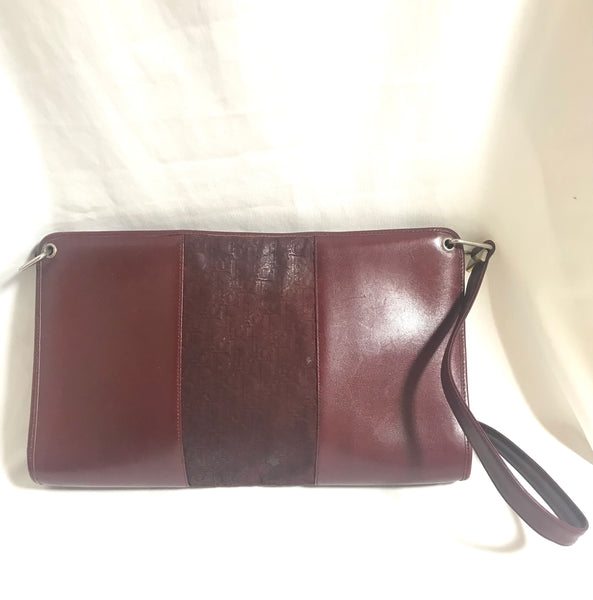 Dior - Authenticated Clutch Bag - Cloth Burgundy for Women, Very Good Condition