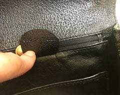 Vintage Gucci genuine pigskin black handbag purse with bamboo handle. Classic purse from collection.