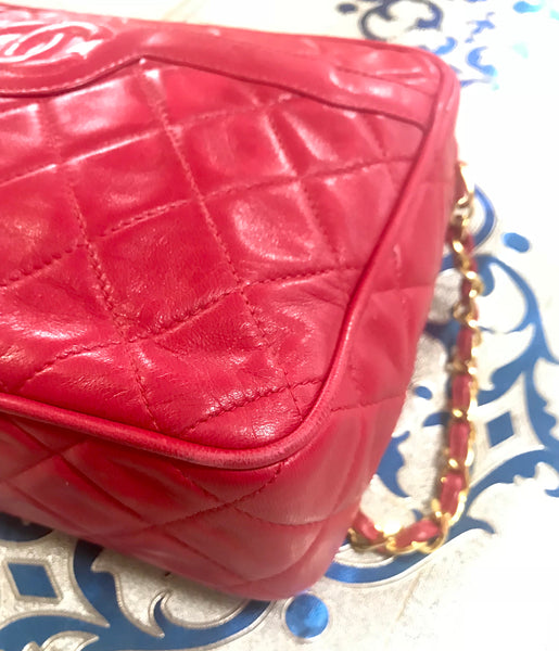Chanel Vintage Red Lambskin Single Flap Handbag - circa 1970s at 1stDibs