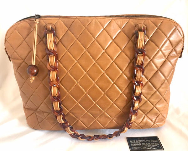 Vintage Bally brown bronze quilted leather tote bag with chain straps –  eNdApPi ***where you can find your favorite designer  vintages..authentic, affordable, and lovable.