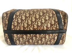 70's vintage Christian Dior brown trotter jacquard handbag. ECLAIR zippers. Classic mini speedy duffle bag.