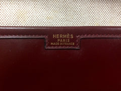 80's vintage HERMES jige, document case, dark wine, bordeaux boxcalf portfolio purse, iPad case. Classic and sophisticated style.