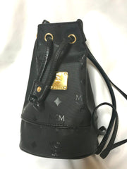 MINT. Vintage MCM black monogram small hobo bucket shoulder bag. So chic and cute. Classic vintage mini bucket purse.