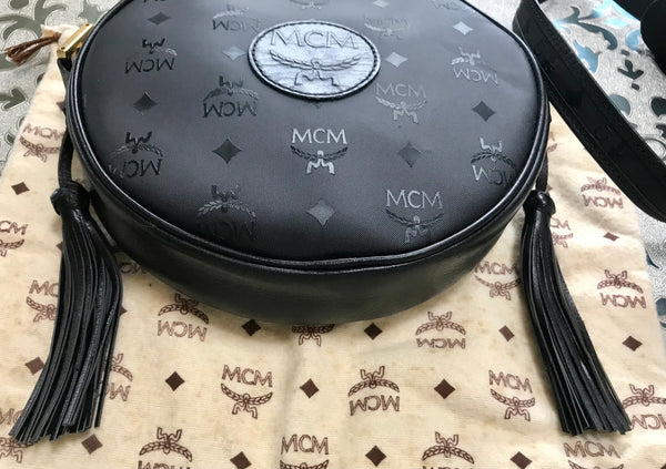 MCM, Bags, Sold Vintage Mcm Black Leather Crossbody Bag