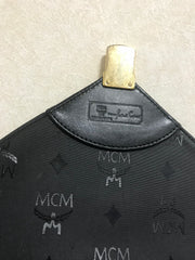 Vintage MCM black monogram briefcase, business bag, document purse with leather handle. Great masterpiece by Michael Cromer. 050320r19