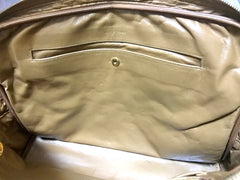 80's Vintage CHANEL brown lambskin large classic bag with double golden chain strap and a CC pull charm.