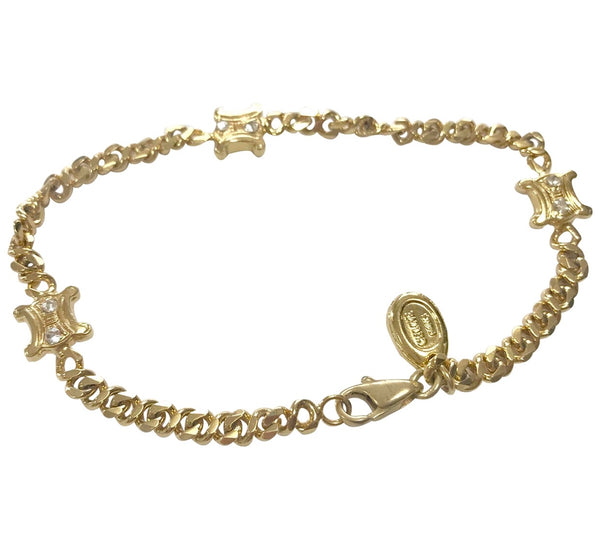 Vintage Celine gold tone chain bracelet with blaison macadam