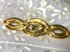 Vintage FENDI gold tone twisted design brooch pin, hat pin with FF mark. Can be used as a brooch pin, jacket brooch pin too. 0506303