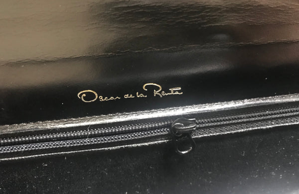 Vintage Oscar de la Renta black leather Kelly bag. Classic and