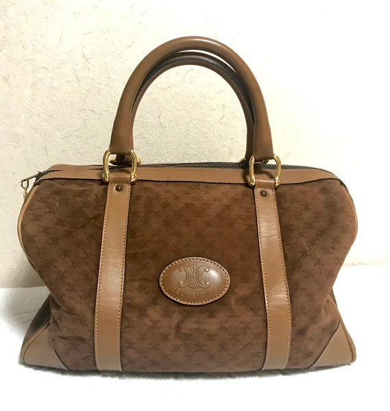 Celine Vintage Macadam Embossed Suede Pochette - Brown Mini Bags, Handbags  - CEL173346
