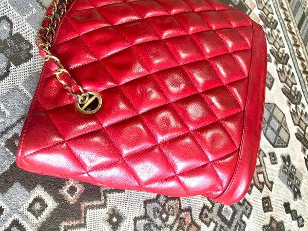 Vintage CHANEL lipstick red lamb leather shoulder bag with tube leathe –  eNdApPi ***where you can find your favorite designer  vintages..authentic, affordable, and lovable.