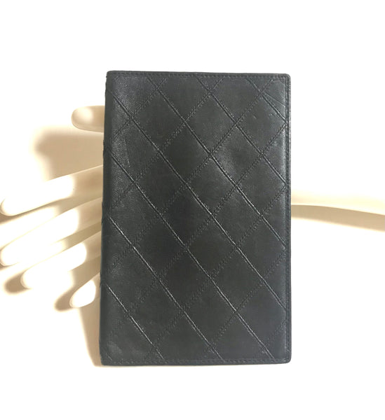 Chanel Black Quilted Leather Checkbook Cover Chanel