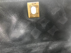 Vintage CHANEL 2.55 black patent enamel fanny pack, belt bag with golden CC motif. Belt size 26" through 30”.