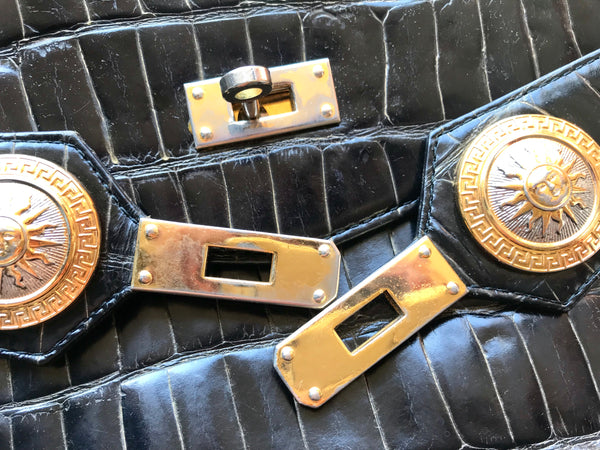 Vintage Gianni Versace croc-embossed leather blue wallet with golden r –  eNdApPi ***where you can find your favorite designer  vintages..authentic, affordable, and lovable.