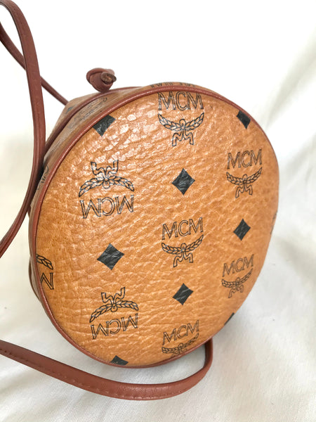 90s Vintage Mcm Bucket Bag/Brown Bag Leather/Brown Mcm Bucket bag/Authentic Mcm Bucket Bag/Cross Bag Design