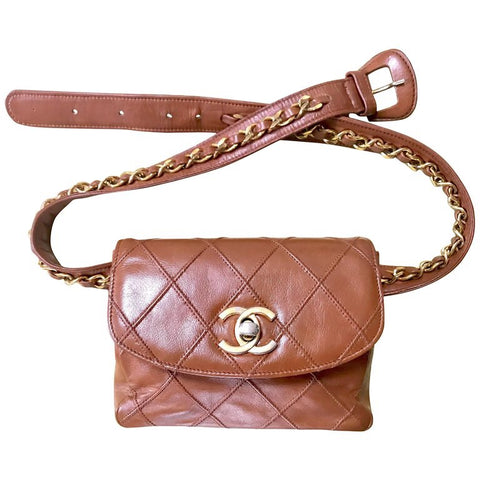 Sold at Auction: RARE C. 1990 CHANEL QUILTED LAMBSKIN BELT BAG