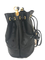 MINT. Vintage MCM black monogram small hobo bucket shoulder bag. So chic and cute. Classic vintage mini bucket purse.