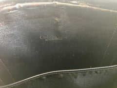 Vintage Christian Dior navy handbag with logo jacquard nylon and leather trimmings. Classic purse. 0506288e