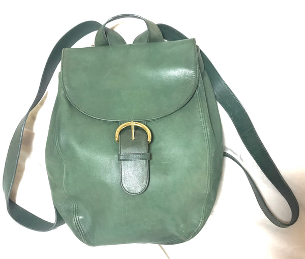 Vintage Coach Green Leather Crossbody Purse 