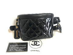 MINT. Vintage CHANEL black patent enamel leather fanny pack, hip bag, party clutch. Ariana Grande loves it too. Belt size 28”-30”. 050320r17