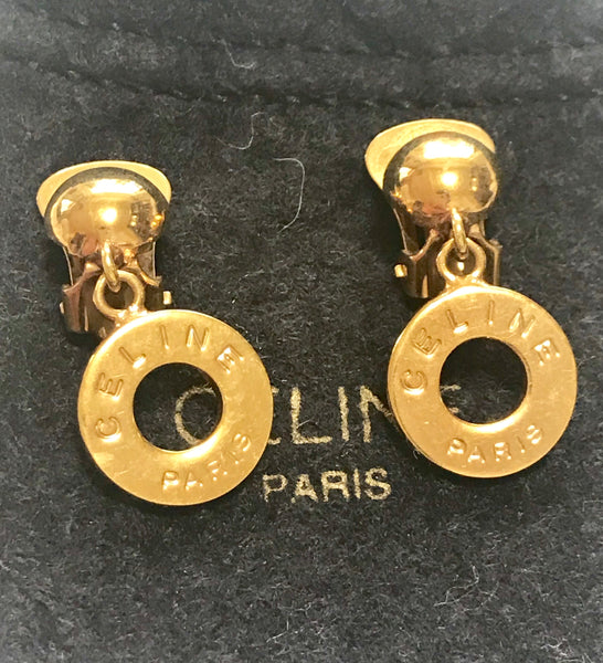Vintage Celine golden round ball and logo embossed frame earrings. Cla –  eNdApPi ***where you can find your favorite designer  vintages..authentic, affordable, and lovable.