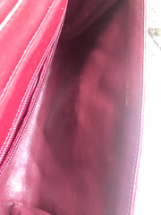 Vintage CHANEL red lamb leather shoulder bag with golden CC button motifs at flap. Rare purse. 070610re1