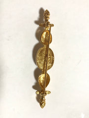 Vintage FENDI gold tone hat pin with white oval faux pearl and FF mark. Can be used as a brooch pin, jacket brooch pin too. 060926re5