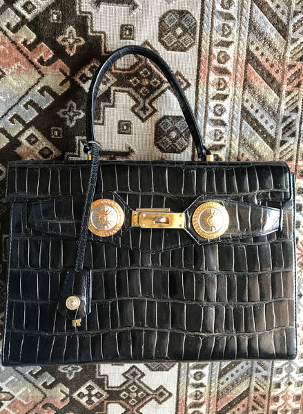Vintage Mulberry croc embossed black leather Kelly bag. Classic handba –  eNdApPi ***where you can find your favorite designer  vintages..authentic, affordable, and lovable.