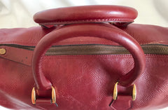 Vintage Yves Saint Laurent red brown handbag , mini duffle bag. Classic speedy bag design unisex YSL purse. 050320r13