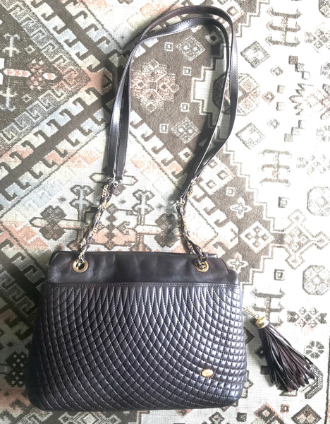 Bally, Quilted leather vintage handbag. - Unique Designer Pieces
