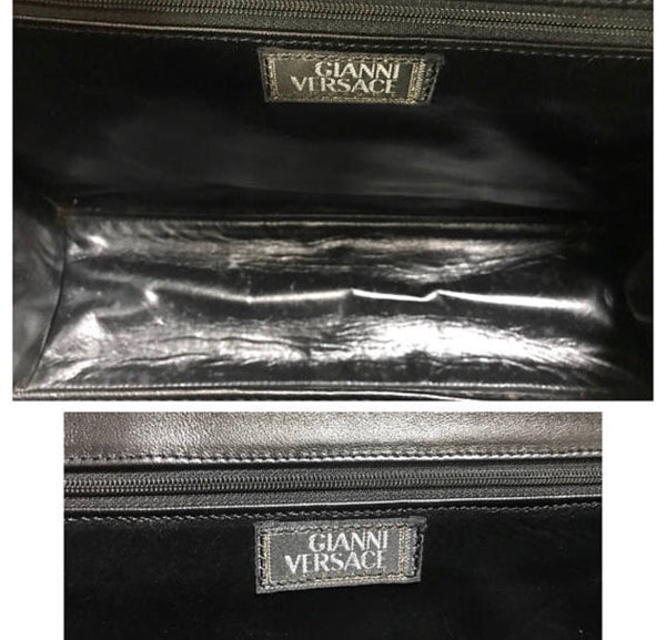 Vintage Gianni Versace black leather Kelly bag style shoulder tote bag –  eNdApPi ***where you can find your favorite designer  vintages..authentic, affordable, and lovable.