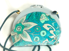 Vintage Emilio Pucci blue velvet fabric hand-made kiss lock pouch, clutch bag with shoulder strap.