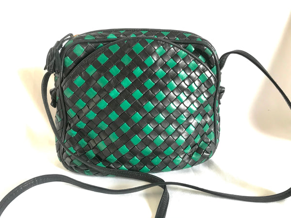 Bottega Veneta Green Intrecciato Leather Shoulder Bag