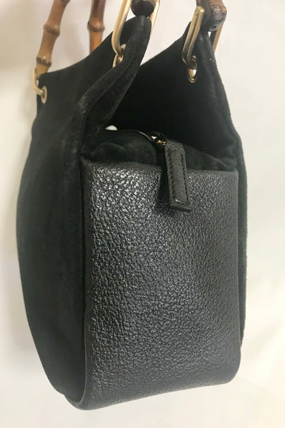 1980s Black Vintage Gucci Bamboo Top Handle Bags Leather ref