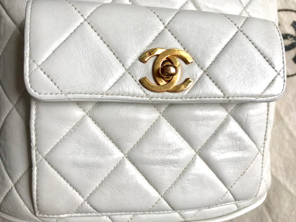 Gabrielle leather backpack Chanel White in Leather - 32666096