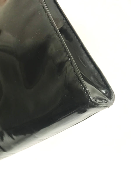 Vintage CHANEL classic black patent enamel document bag, large