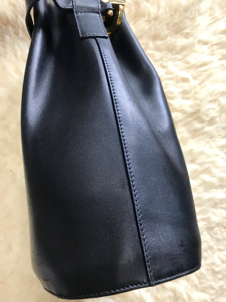 Vintage Salvatore Ferragamo dark navy leather hobo style shoulder