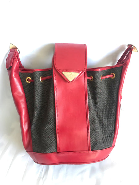 Yves Saint Laurent YSL Logo Leather Messenger Bag Red