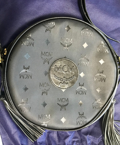 Vintage MCM black monogram Suzy Wong mini shoulder purse with multicolor  fringes at 1stDibs