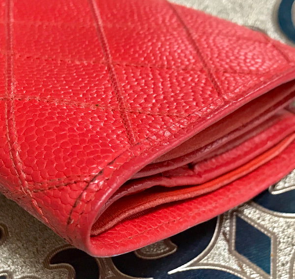 Vintage CHANEL red stitched caviar leather square wallet, bill, card c –  eNdApPi ***where you can find your favorite designer  vintages..authentic, affordable, and lovable.