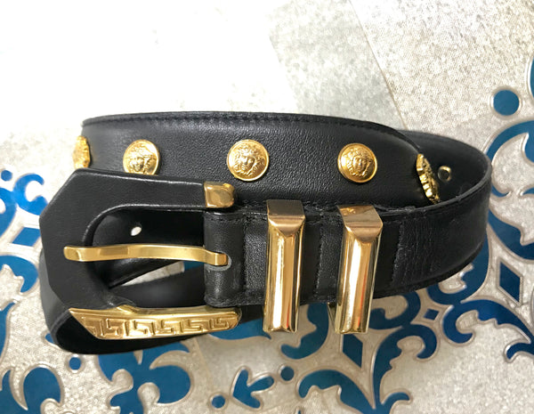 Medusa Head-motif leather belt, Versace