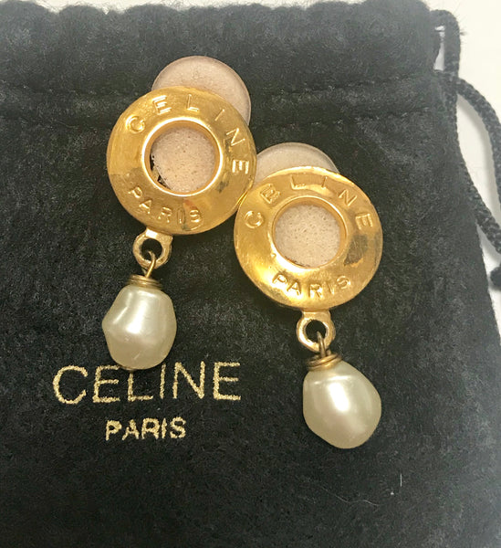W1 MINT. Vintage Celine golden extra large maillon triomphe logo earri –  eNdApPi ***where you can find your favorite designer  vintages..authentic, affordable, and lovable.