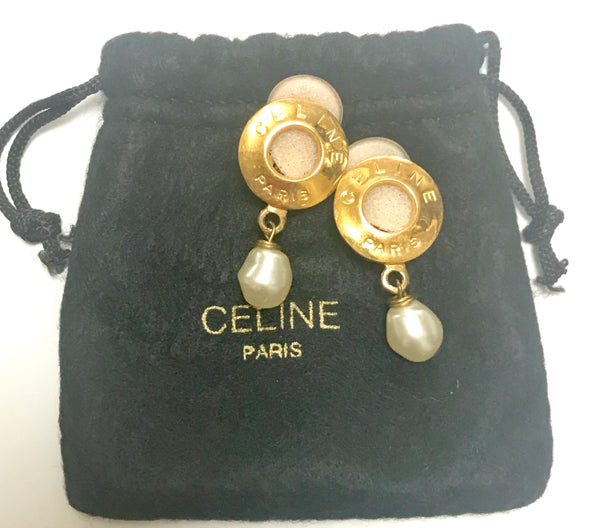 W1 MINT. Vintage Celine golden extra large maillon triomphe logo earri –  eNdApPi ***where you can find your favorite designer  vintages..authentic, affordable, and lovable.