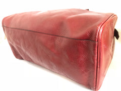 Vintage Yves Saint Laurent red brown handbag , mini duffle bag. Classic speedy bag design unisex YSL purse. 050320r13