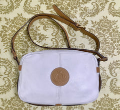 Vintage Fendi white and brown leather shoulder bag. Rare purse back in the era.