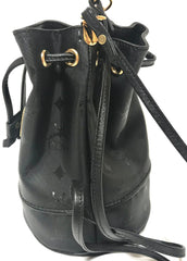 MINT. Vintage MCM black monogram small hobo bucket shoulder bag. So chic and cute. Classic vintage mini bucket purse.