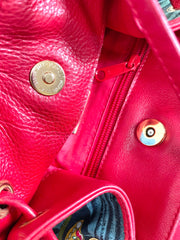 Vintage Bottega Veneta butterfly and leaf printed hobo bag with red leather trimmings. 050327ys3