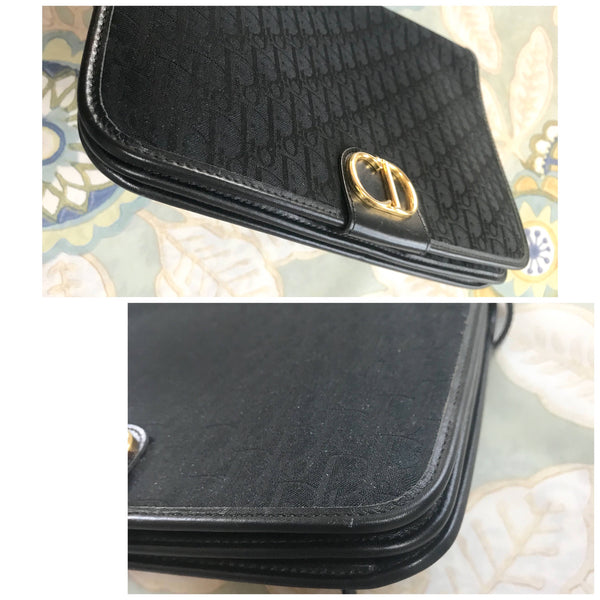Christian Dior Vintage Black Pebbled Leather Envelope Crossbody Clutch –  Amarcord Vintage Fashion